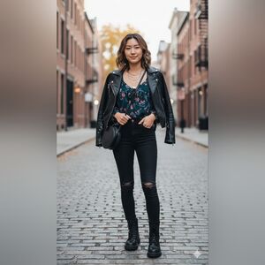 American Eagle Dark Green Floral Blouse